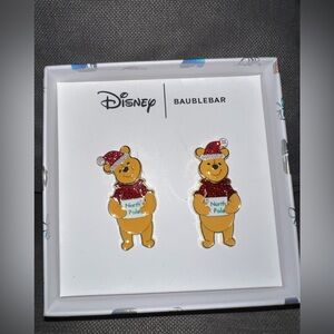 BaubleBar Disney Winnie the Pooh Christmas Earrings Red and Gold North Pole